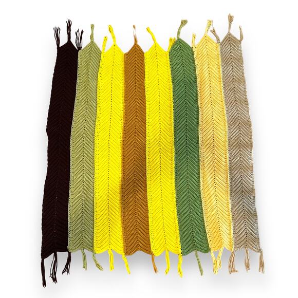 Handmade Crochet Throw Blanket Afghan Chevron Zig Zag Multicolor Stripe 50"x53" - Picture 8 of 16